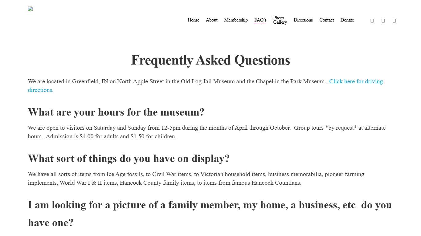 Frequently Asked Questions - Hancock County Historical Society