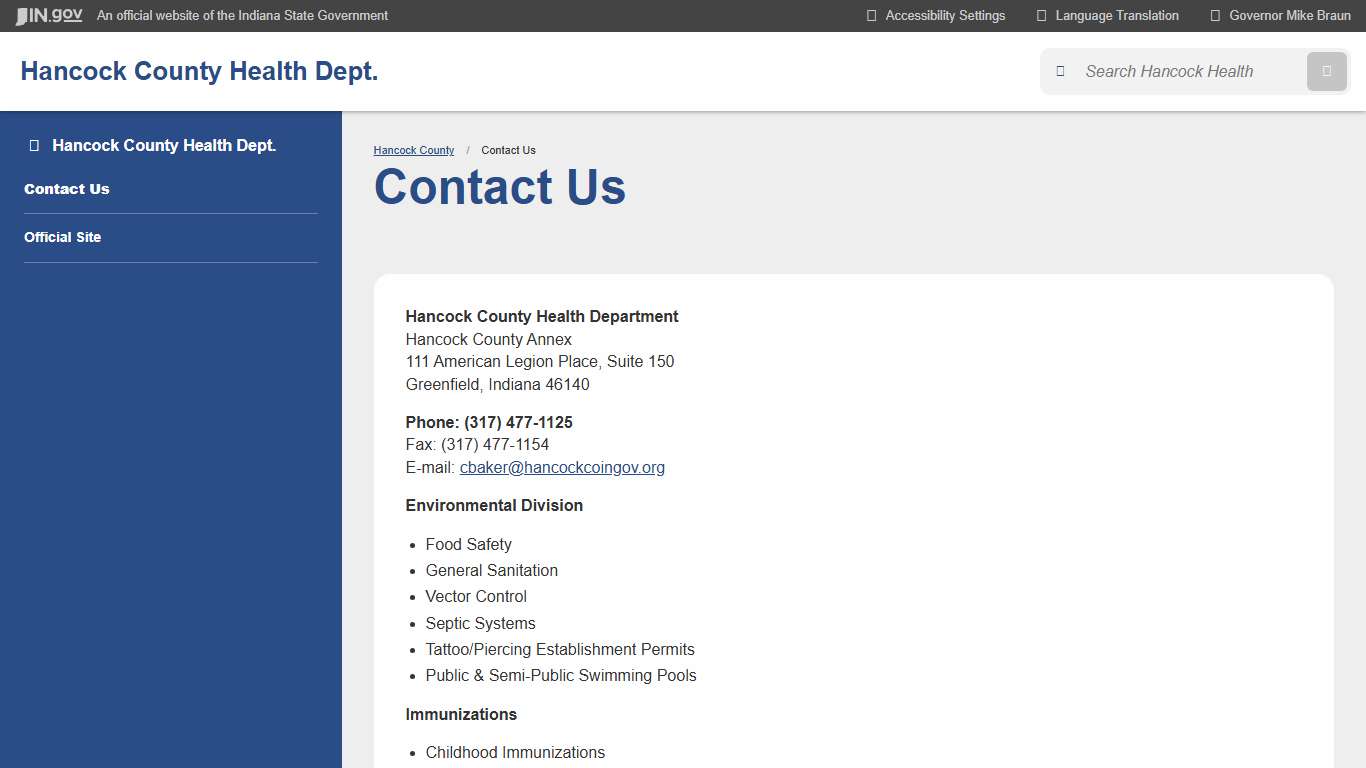 Hancock County: Contact Us